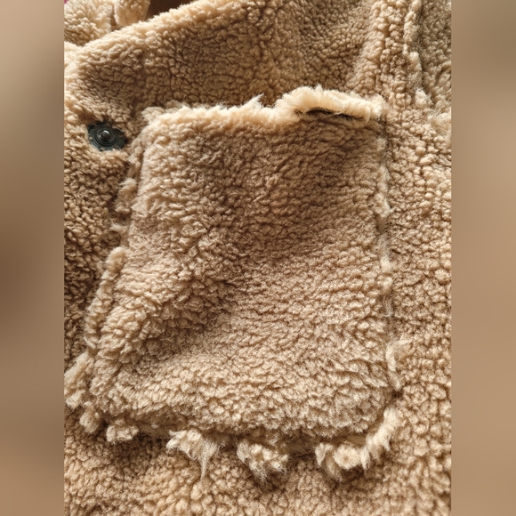  AVEC LES FILLES TOAST TEDDY FAUX FUR TRUCKER COAT SZ XS - Picture 7 of 9